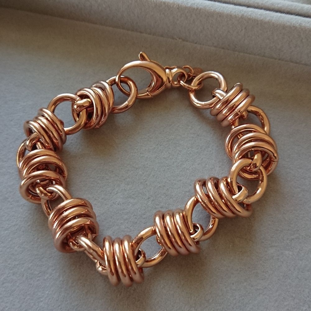 Bronze Milor Italy Rose Gold Tone Multi-circle Bracelet